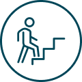 Initial Career Progression Icon of a person walking up stairs representing the beginning of career growth