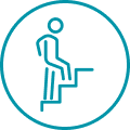 Mid-Level Career Growth Icon of a person ascending stairs symbolizing advancement in career